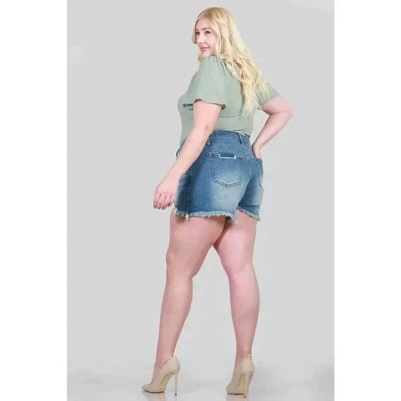 -HIGH RISE DISTRESSED SHORTS - Picture 3 of 10